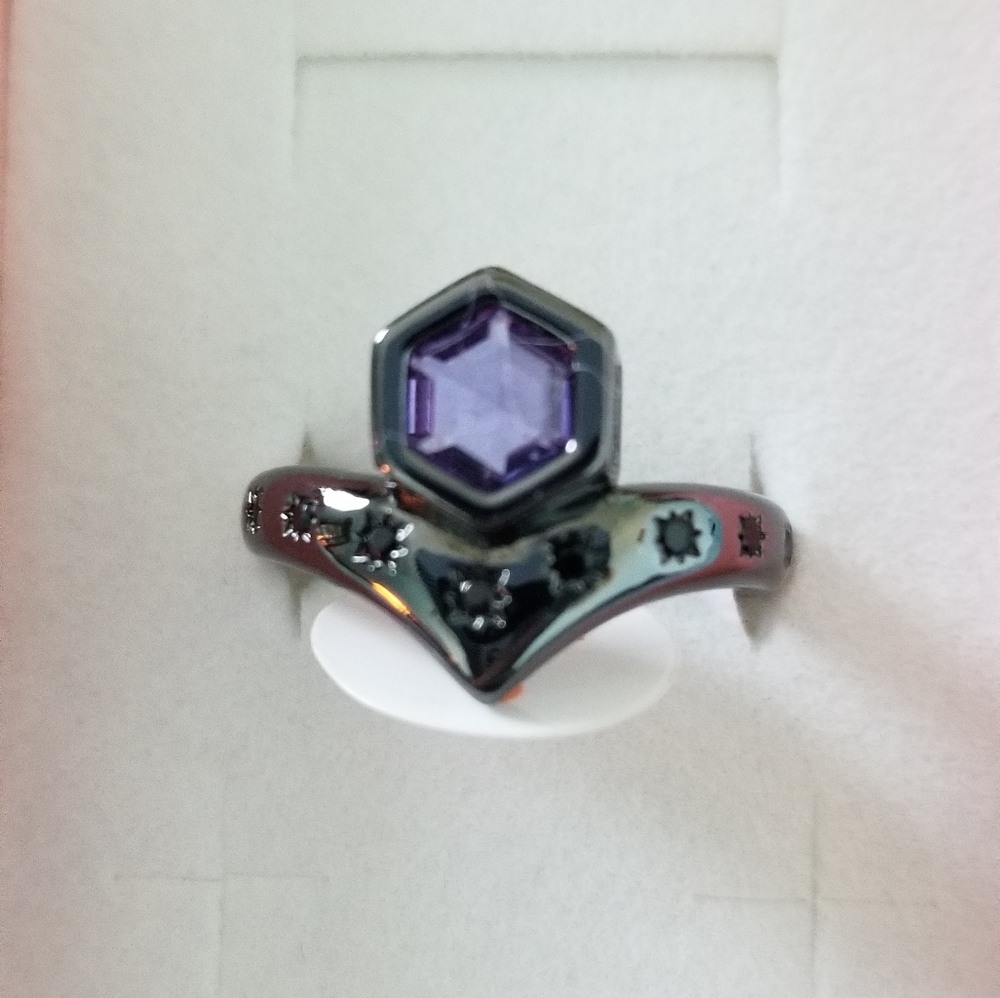 BLACK ONYX & AMETHYST RING - Picture 2 of 16